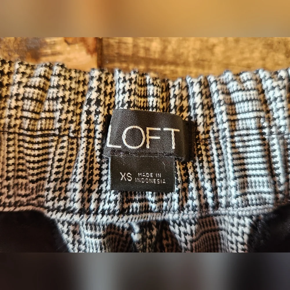 LOFT Houndstooth Plaid Pull On Pants Dress Pants Size XS - Picture 8 of 9